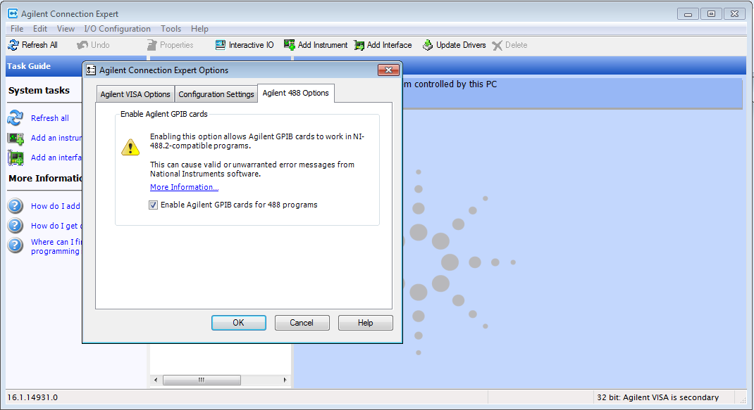 Enable the Agilent GPIB Interface for NI488