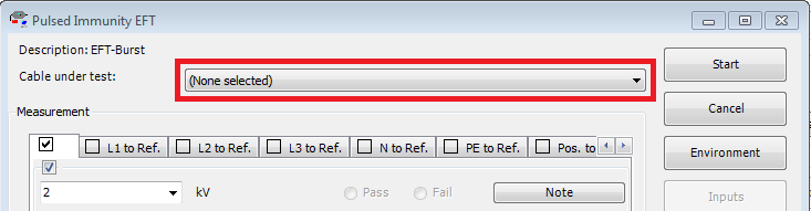 Adding Cables for EFT testing None selected.png