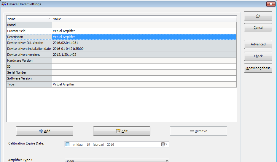 Device driver settings, including a 'Custom Field'.
