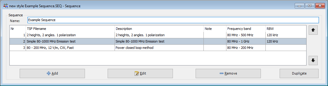 New sequence window with additional columns