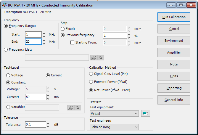 Calibration of the ISO 11452-4