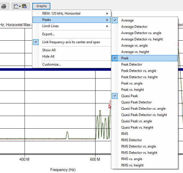 Showing/Hiding final measurement markers from the Graphs menu