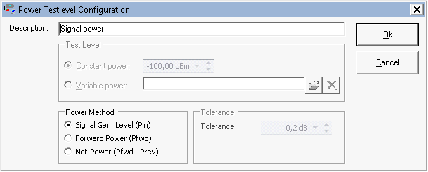 Power input configuration for the measurement of the signalpower