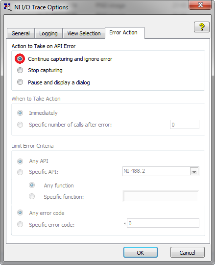 3.4 Options - Error Action tab NI-trace.png